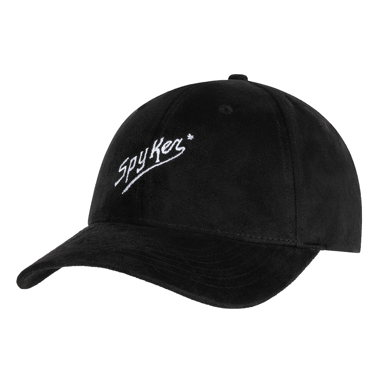 Black suede cap from side