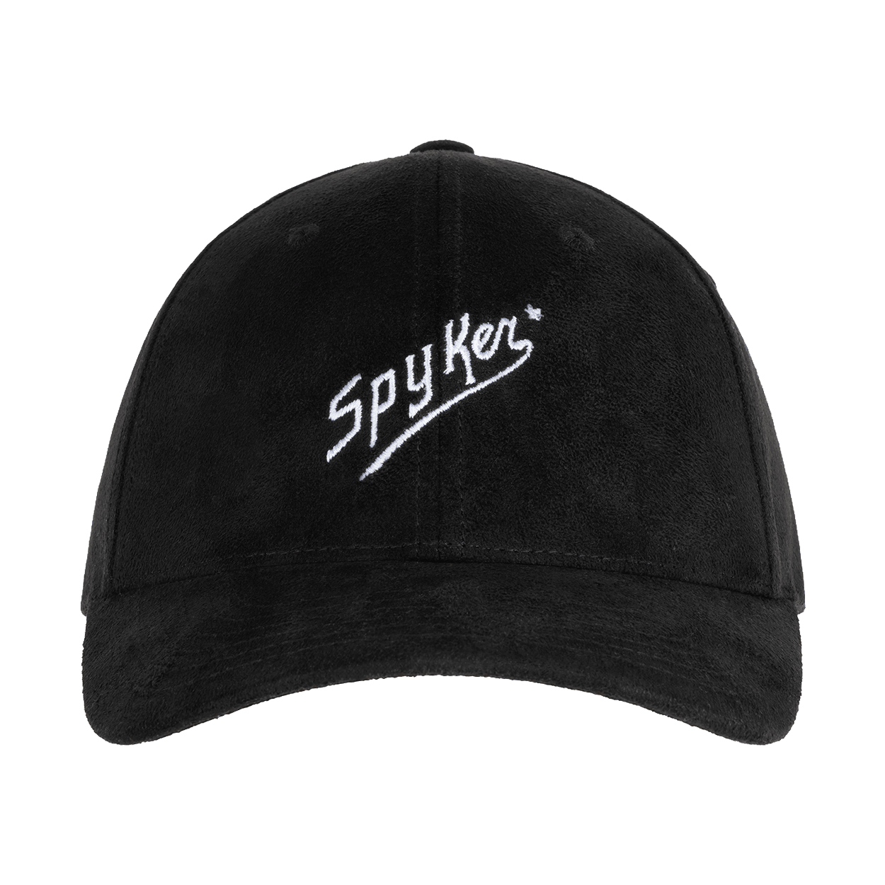 Black suede cap from front