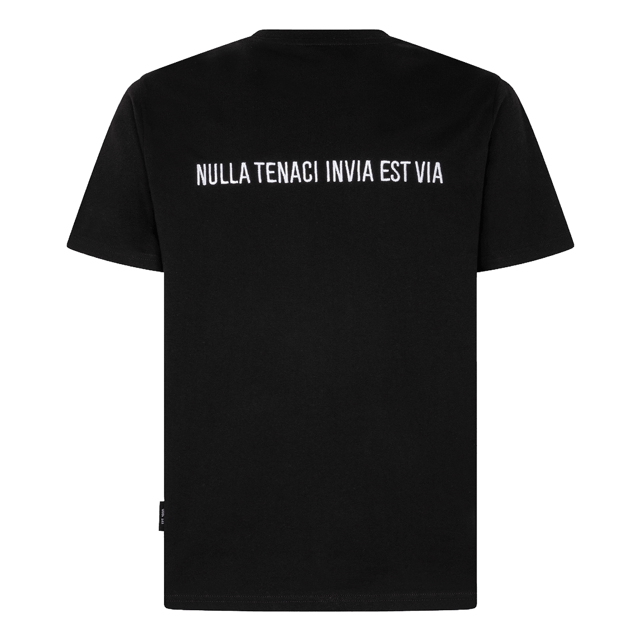 Black t-shirt from behind
